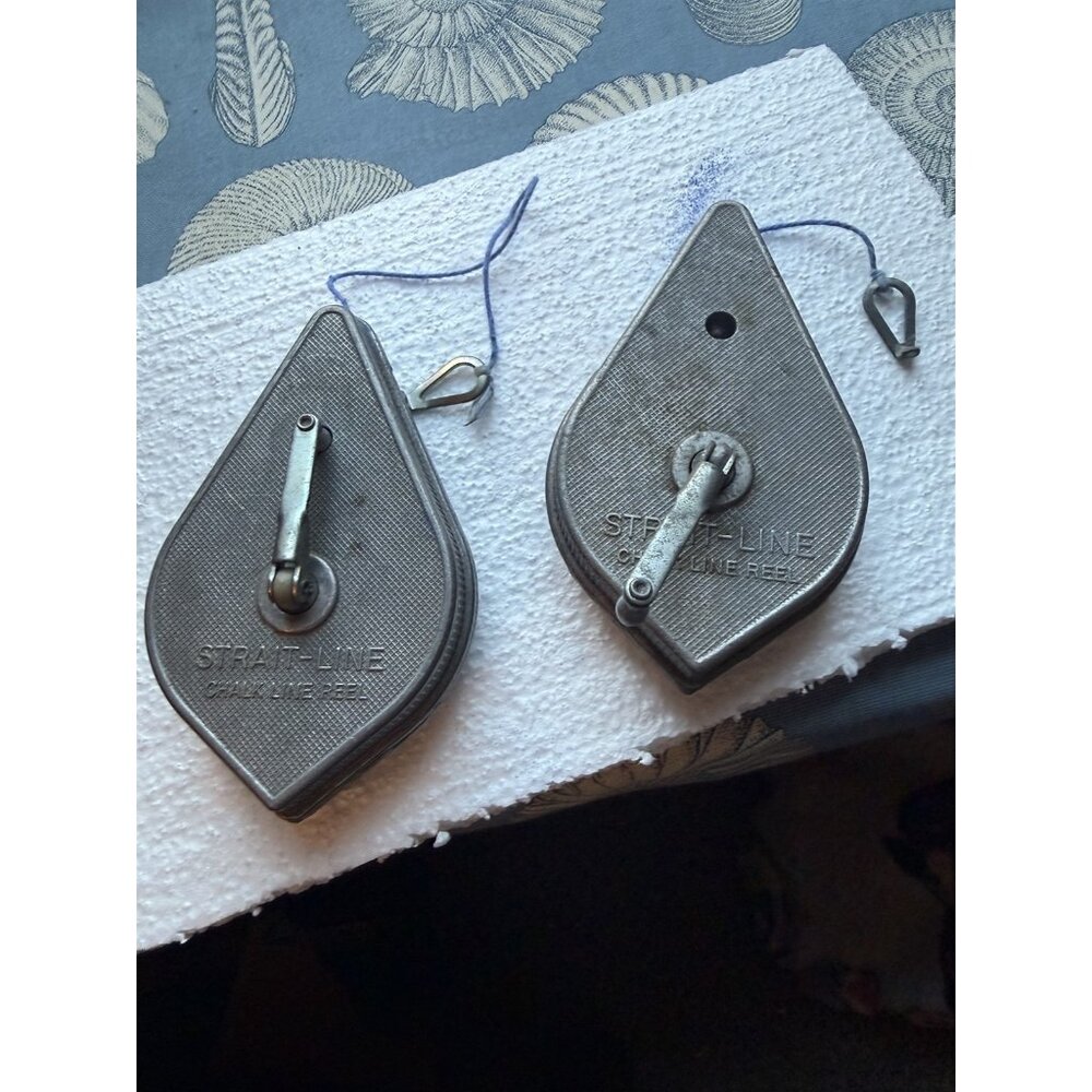 Vintage Strait-Line Chalk Line Reel Plumb Bob Irwin Co. Usa Set of 2